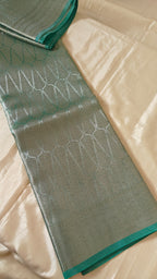 Sea green Tissue Leaf Saree