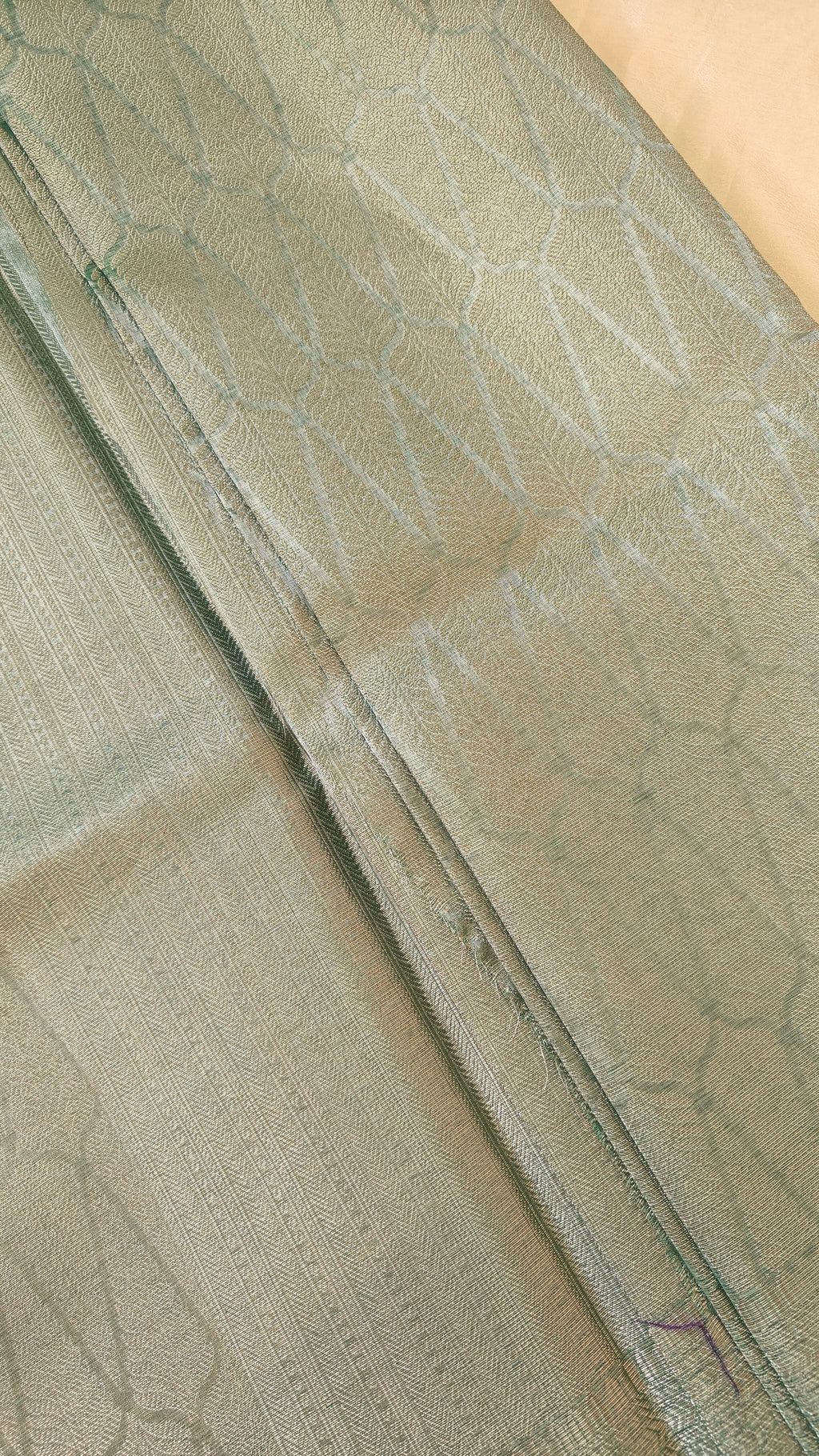 Sea green Tissue Leaf Saree
