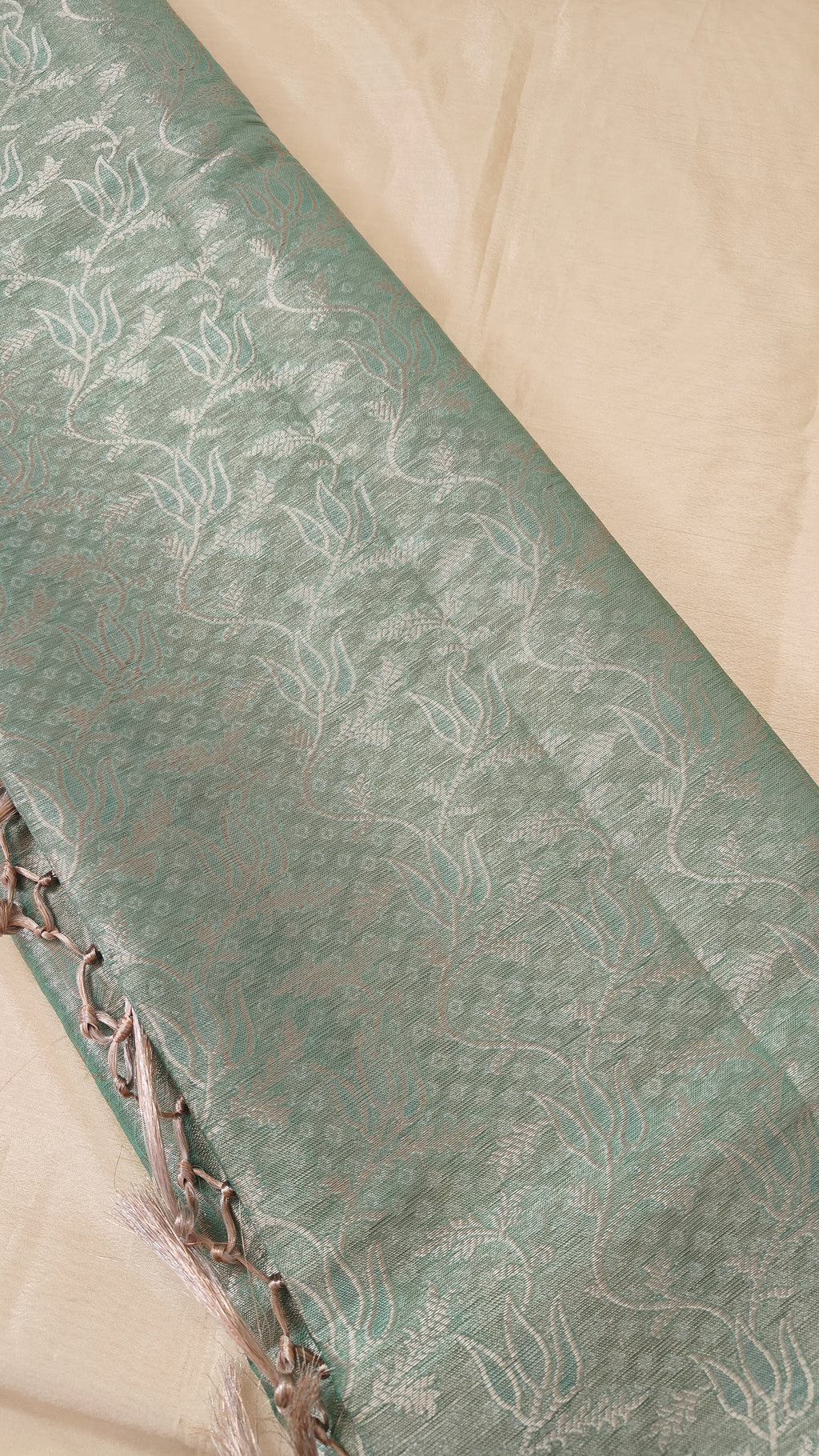 Sea Green Tissue Jaal Saree
