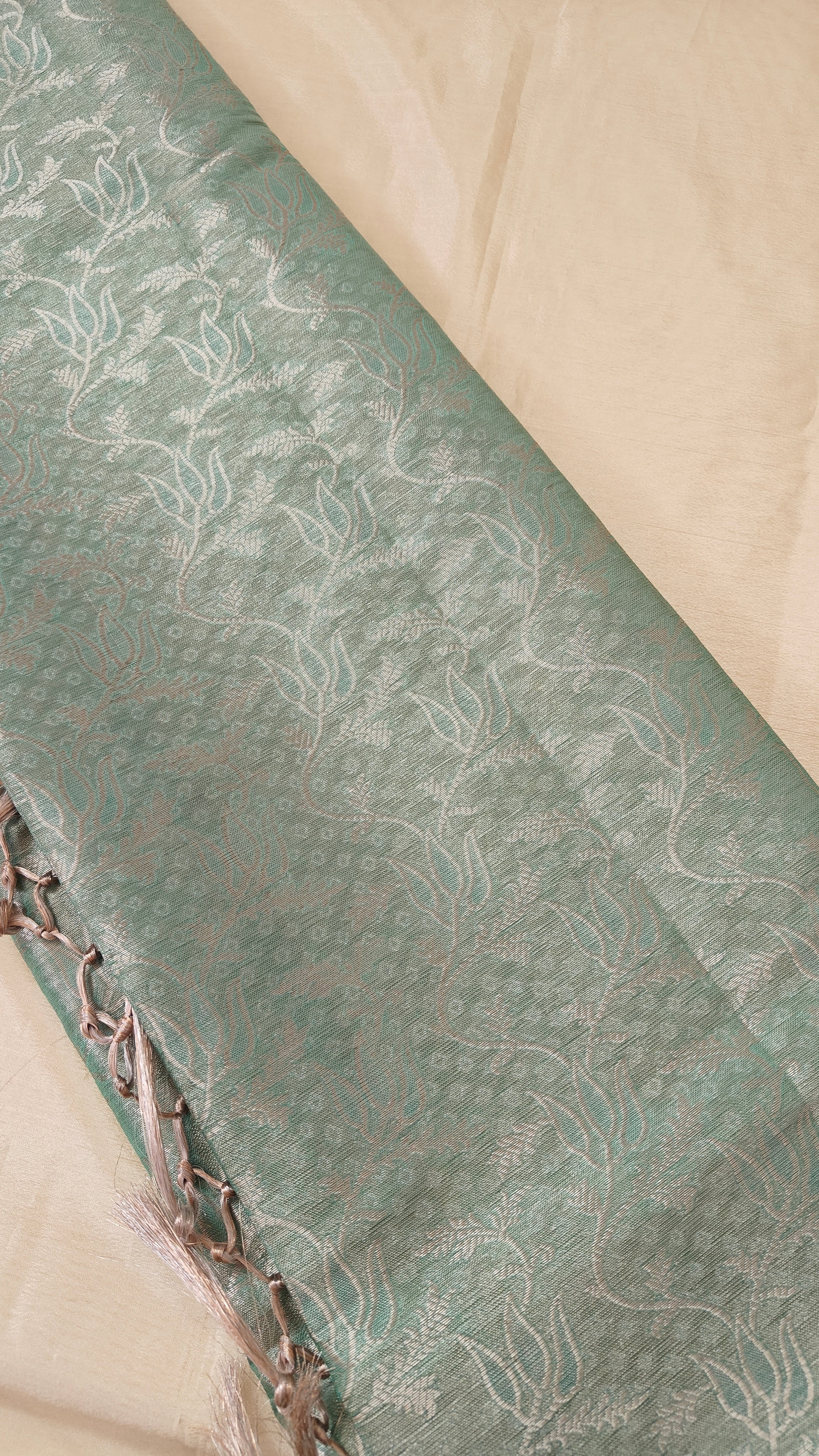 Sea Green Tissue Jaal Saree