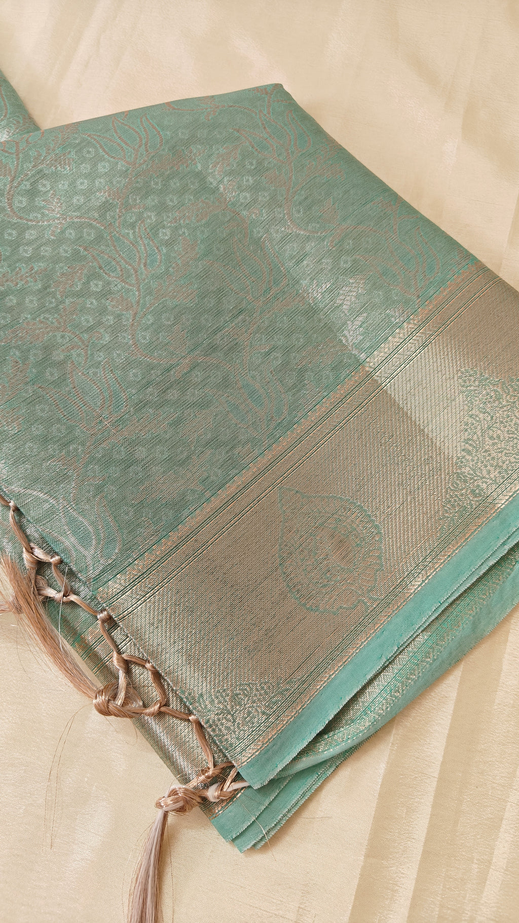 Sea Green Tissue Jaal Saree