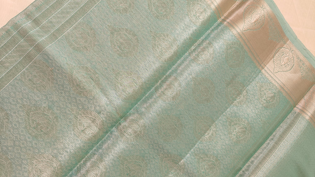 Sea Green Tissue Jaal Saree