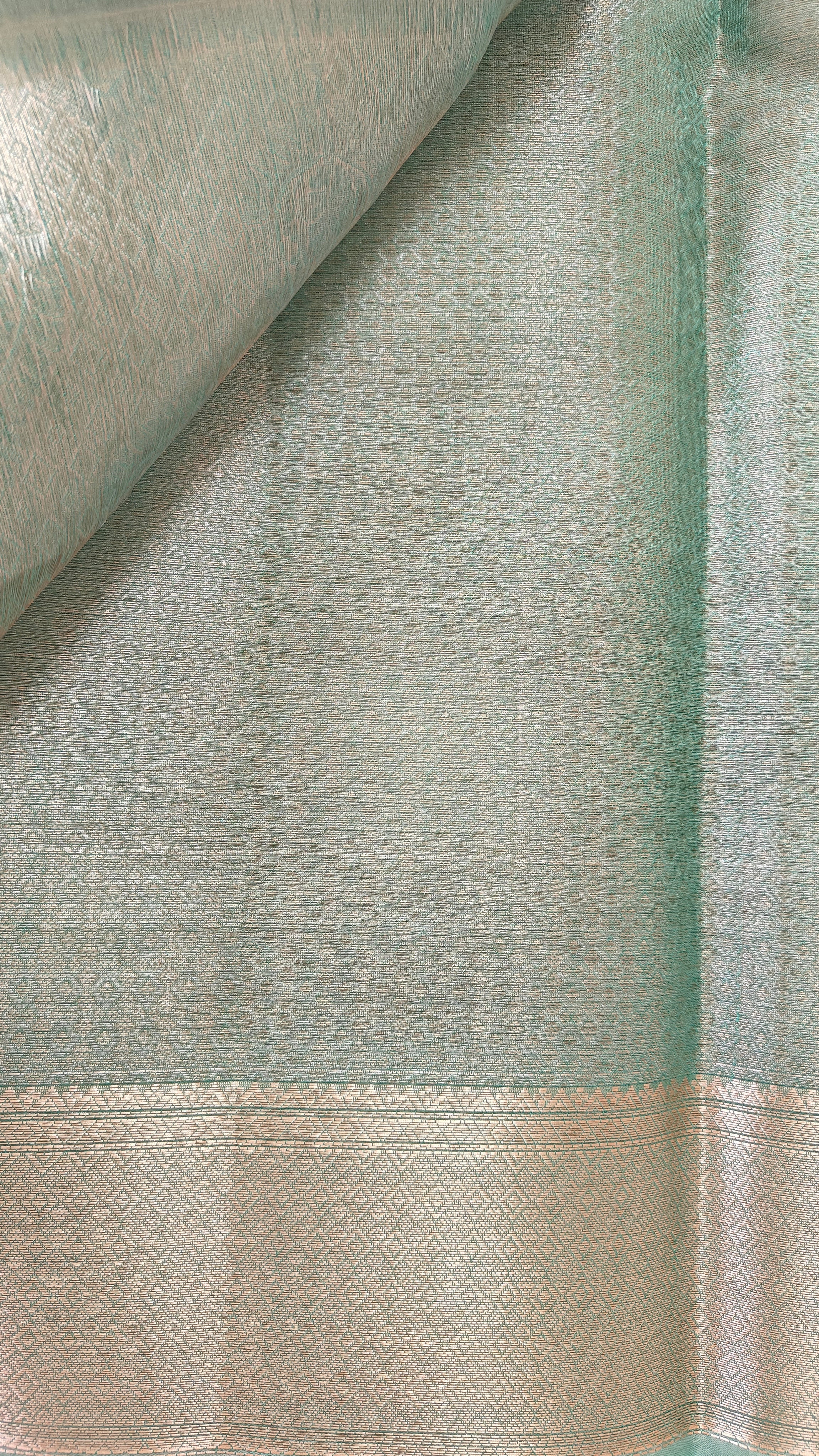Sea Green Tissue Jaal Saree