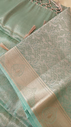 Sea Green Tissue Jaal Saree