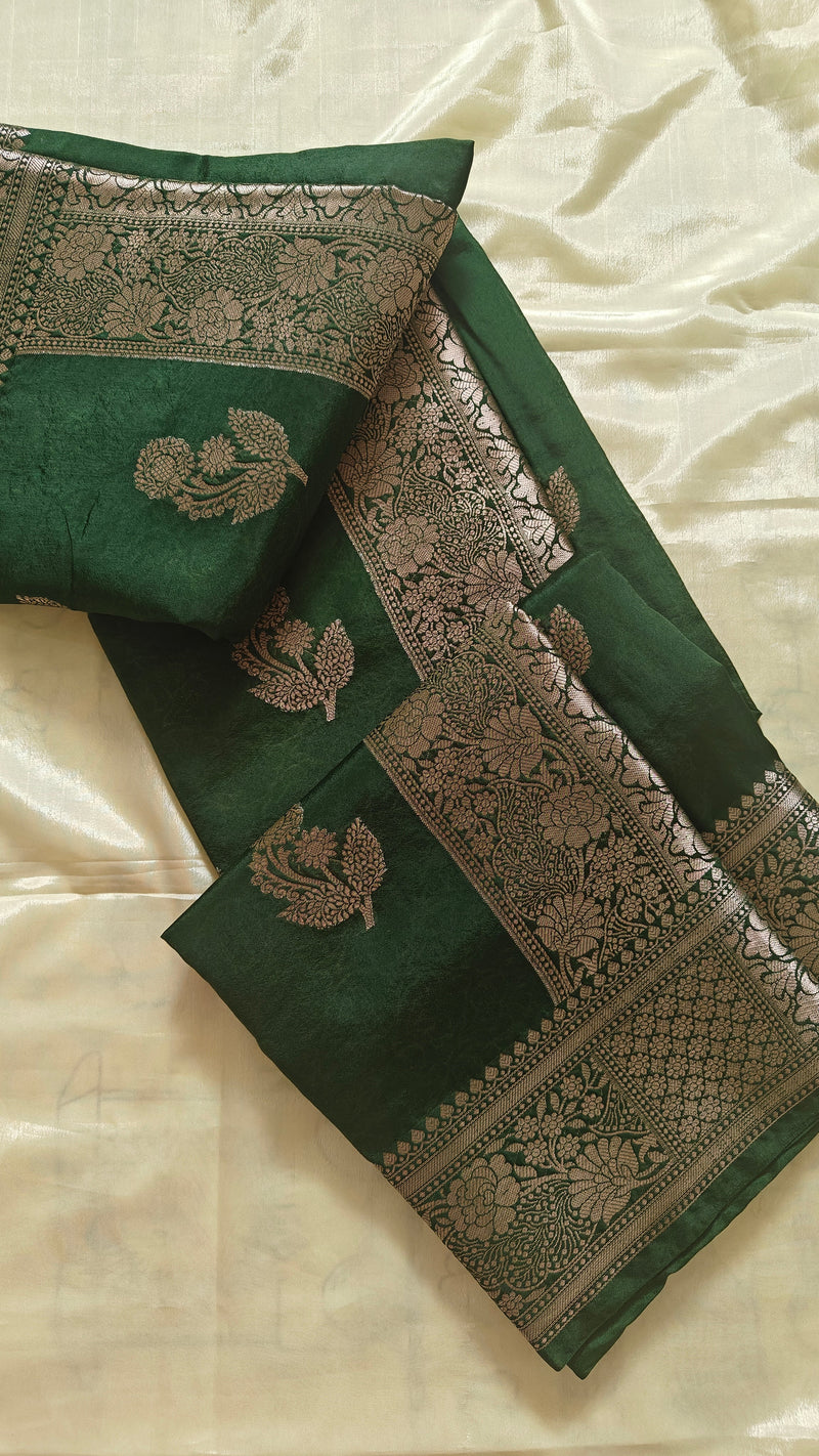 Dark Green Banarasi Silk Saree