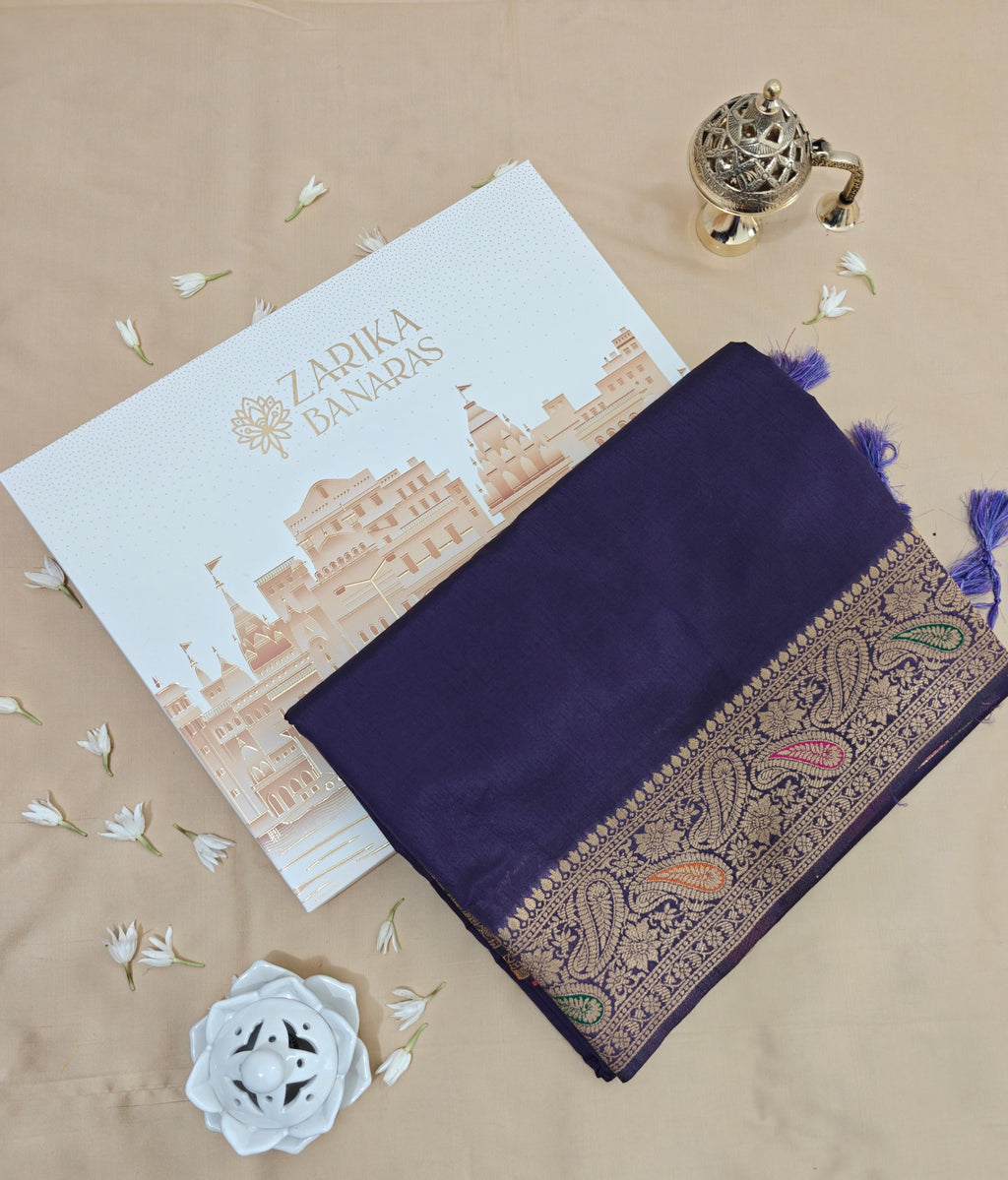Purple Raw Silk Saree with Timeless Classic Border