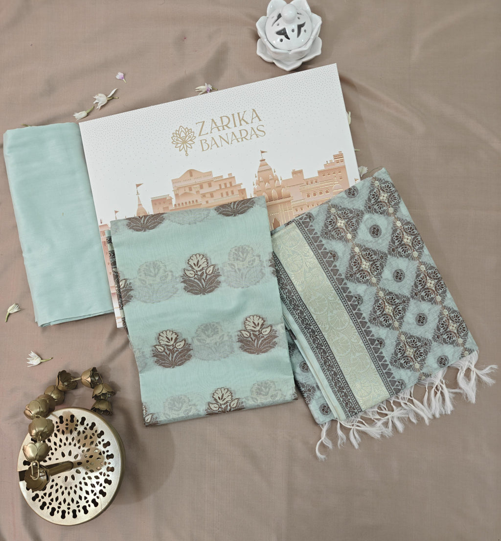 Aqua Cotton 3-Piece Suit – Comfortable Summer Wear