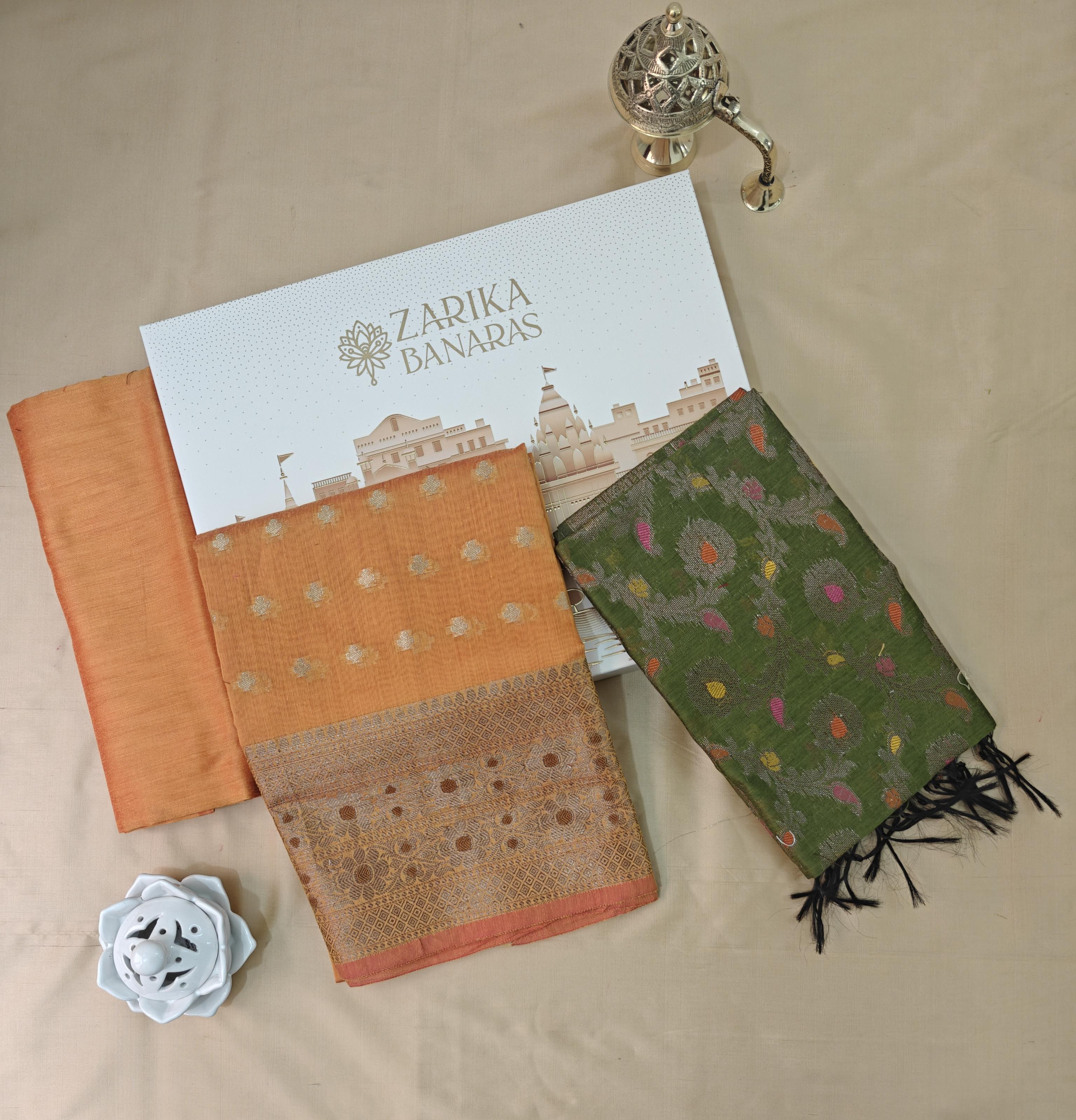 Orangish yellow with contrast dupatta Cotton suit