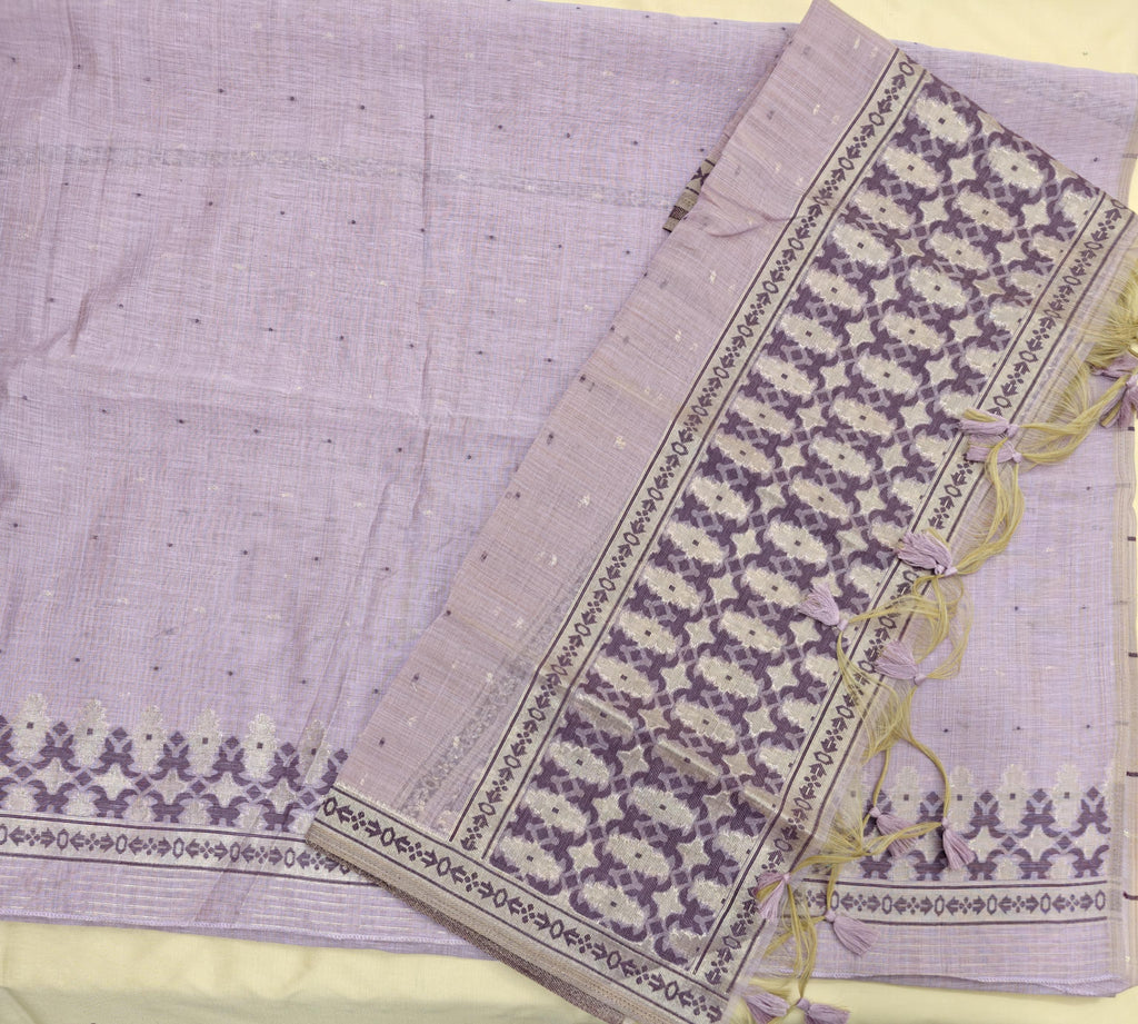 Lavender  Linen 3-Piece Suit with Thread Woven Floral Work