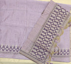 Lavender  Linen 3-Piece Suit with Thread Woven Floral Work