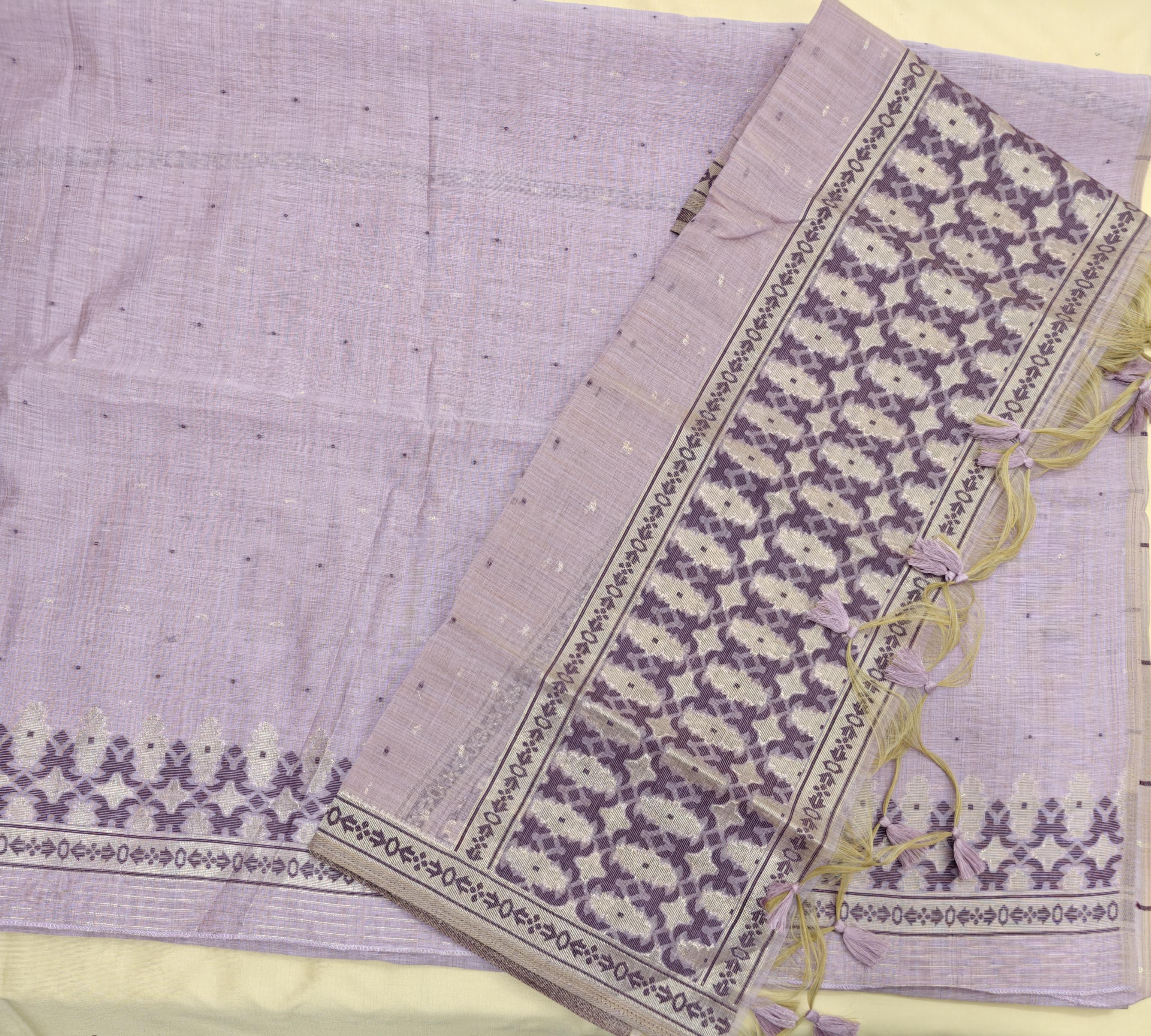 Lavender  Linen 3-Piece Suit with Thread Woven Floral Work