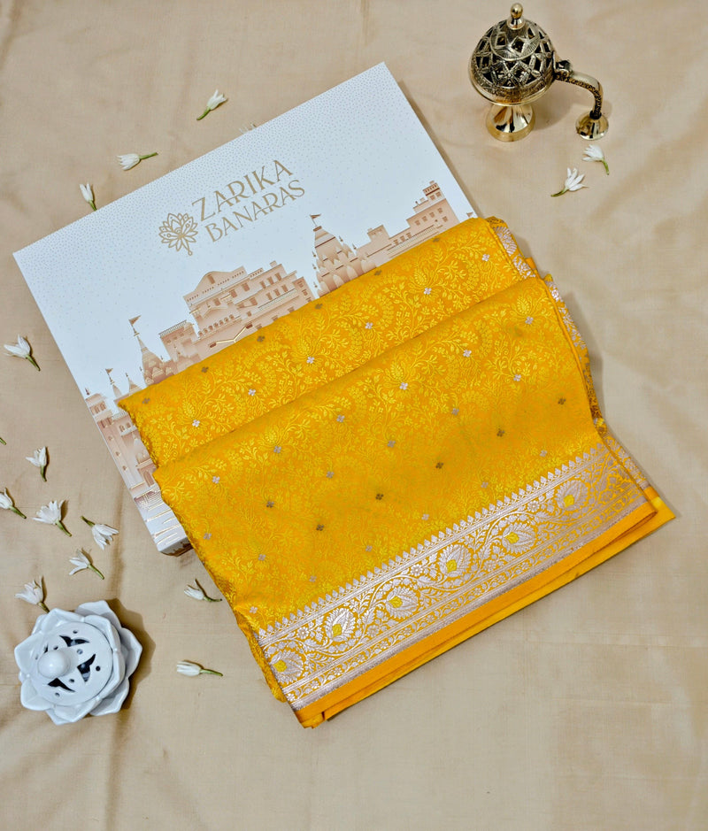 Yellow Katan Silk Tanchoi Saree