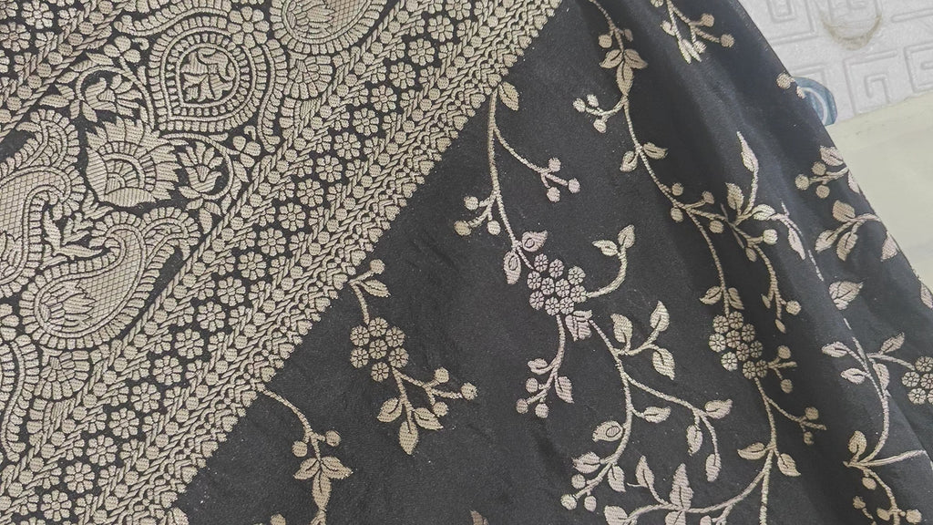 Black Georgette Zari Jaal Saree