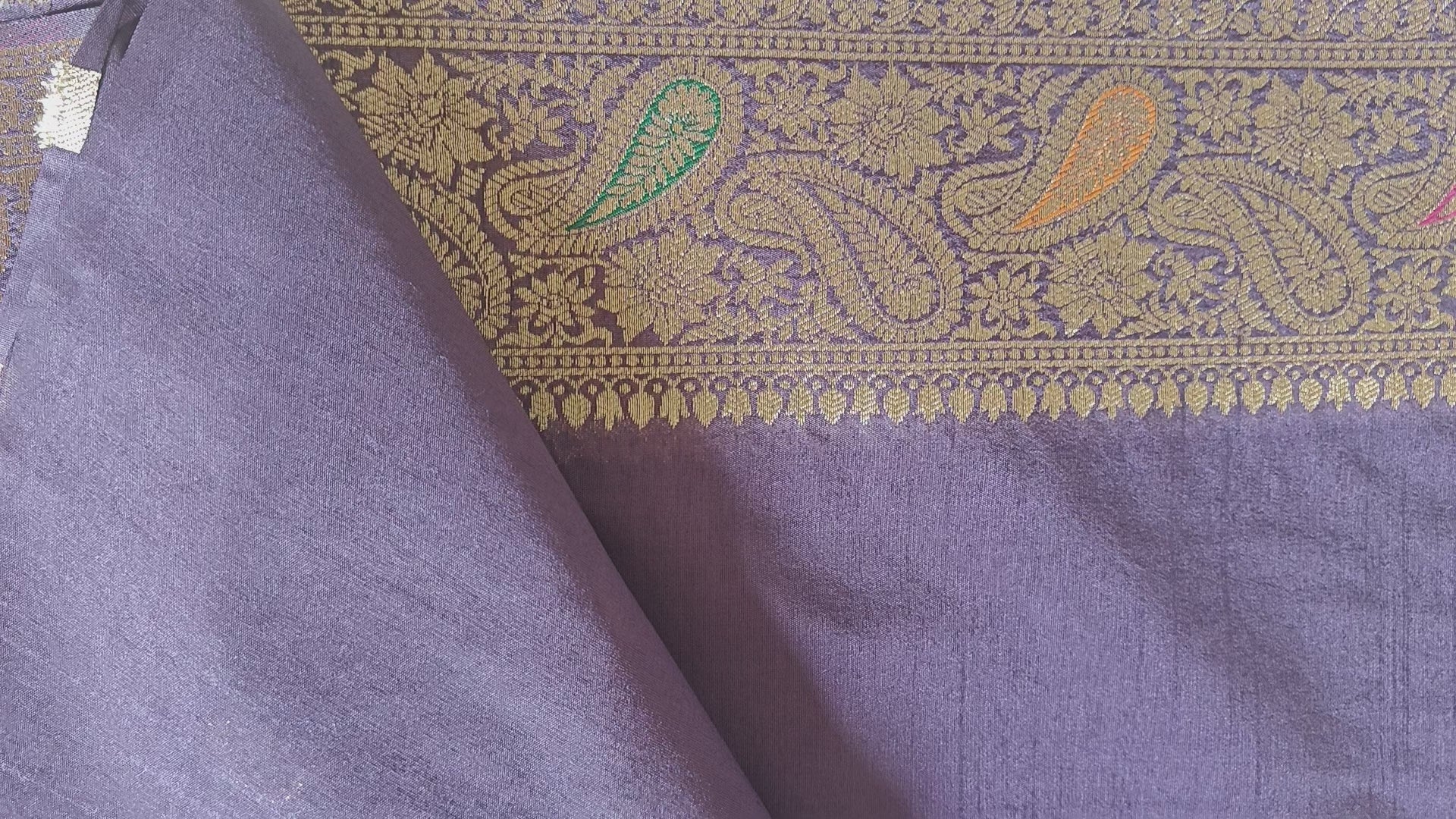 Purple Raw Silk Saree with Timeless Classic Border