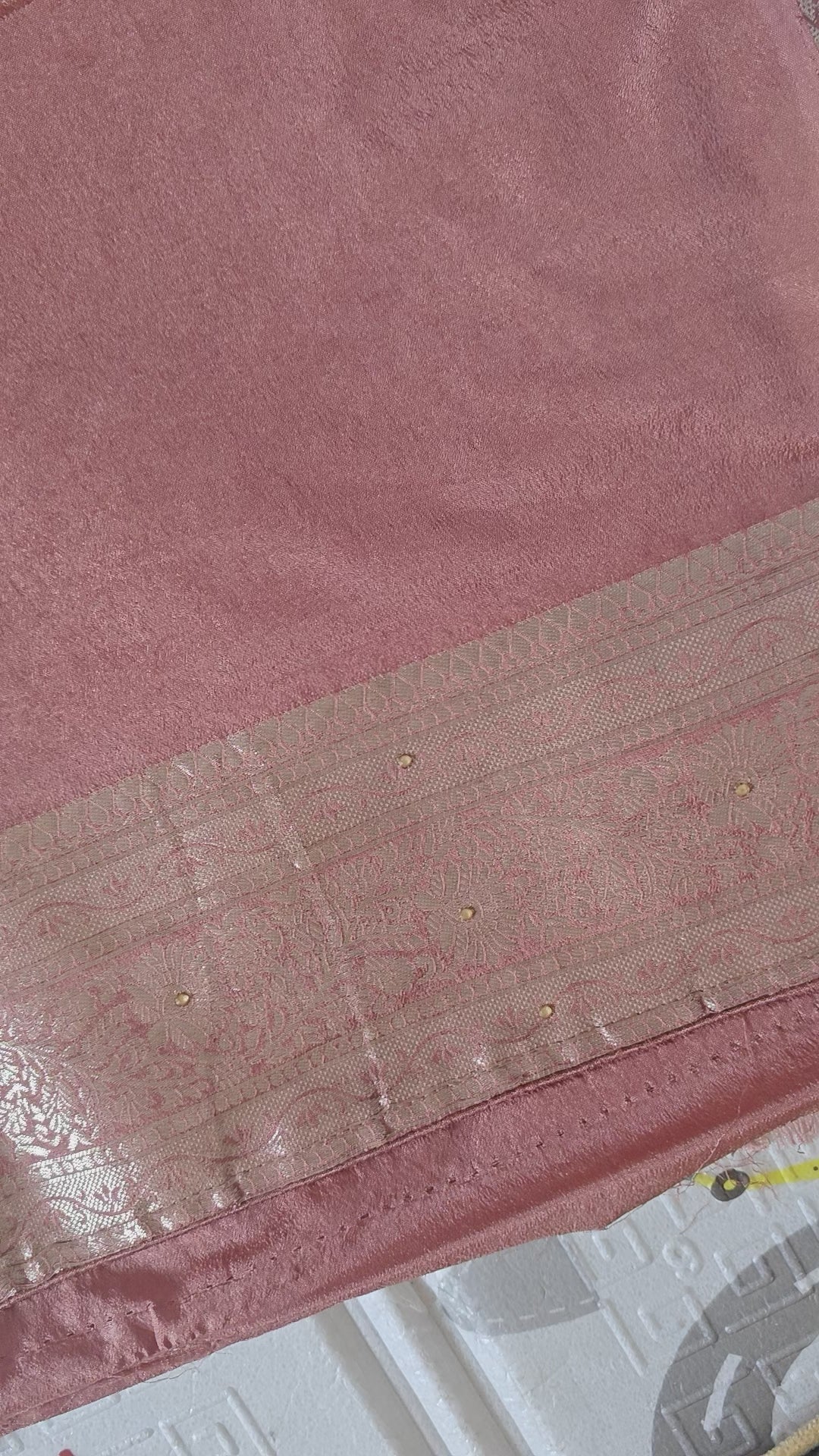 Elegant Rust Butter Crepe Saree with All-Over Handwork Detailing