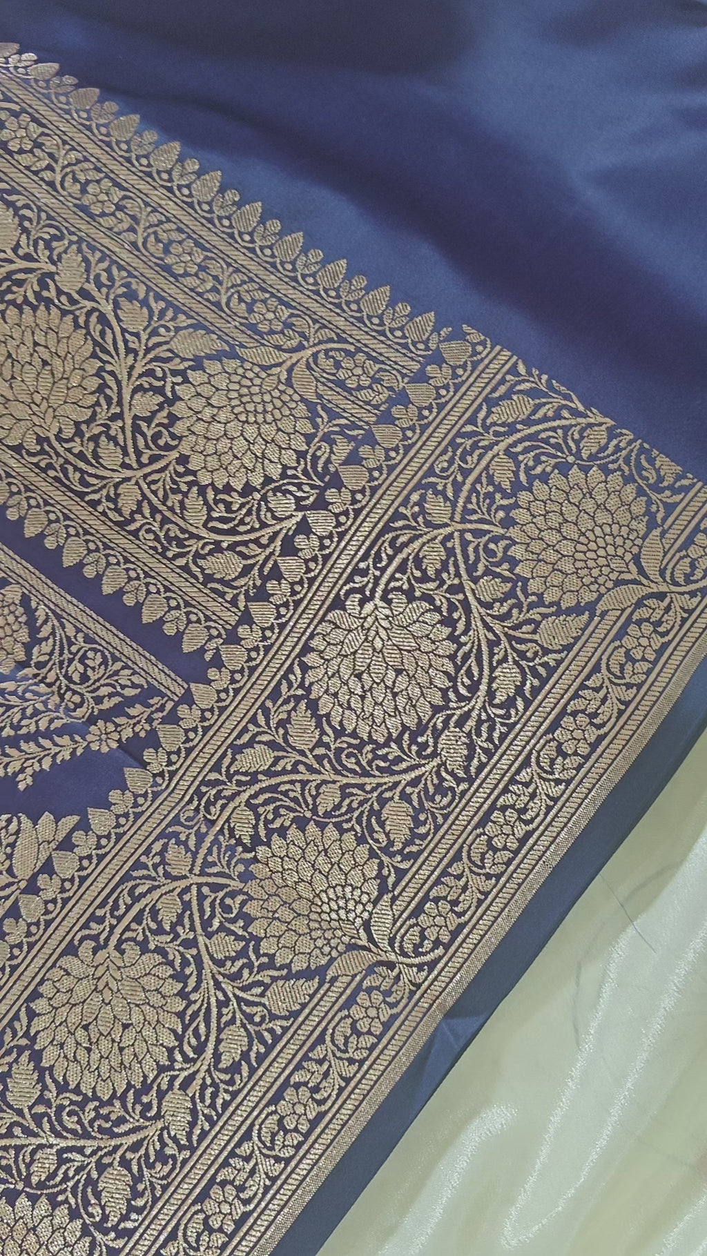 Navy Blue Silk Zari Jaal Saree