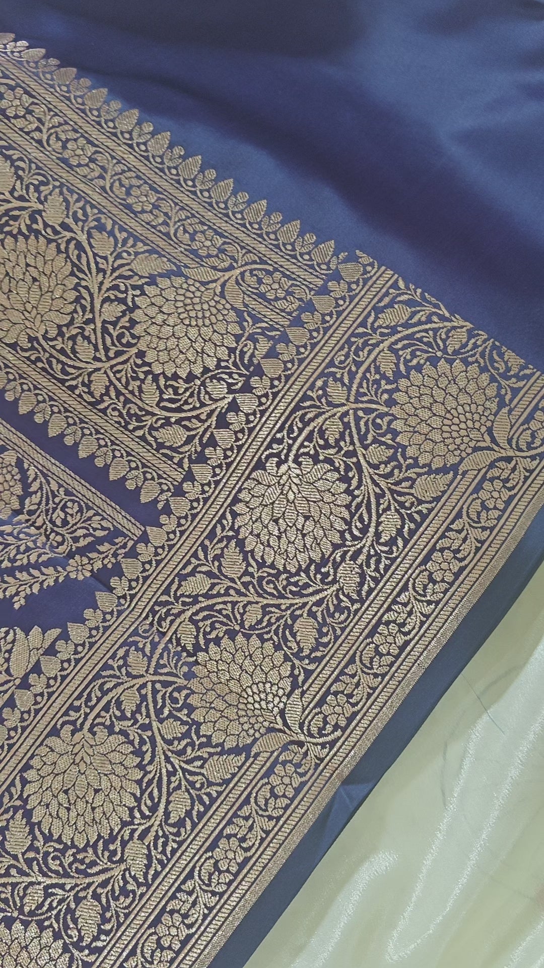 Navy Blue Silk Zari Jaal Saree