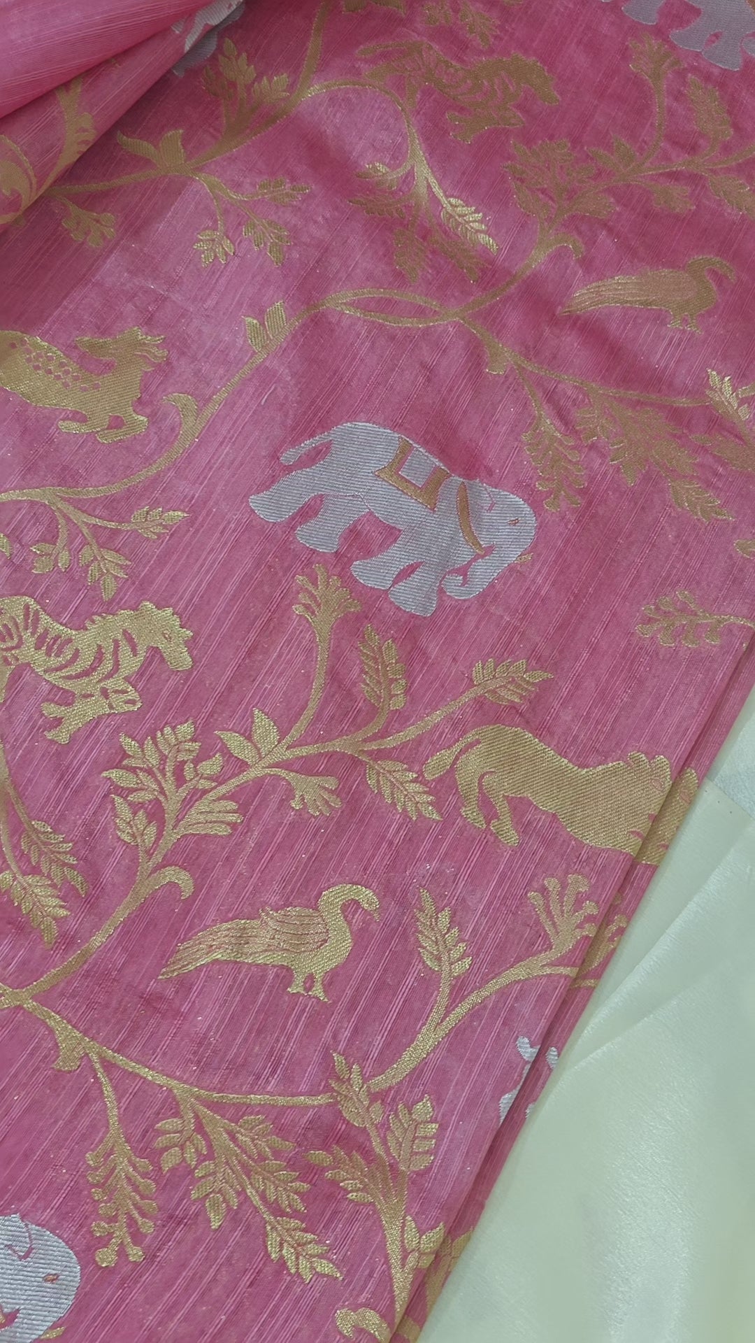 Pink Raw Silk Motif Saree
