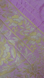 Pink Raw Silk Zari Floral Saree