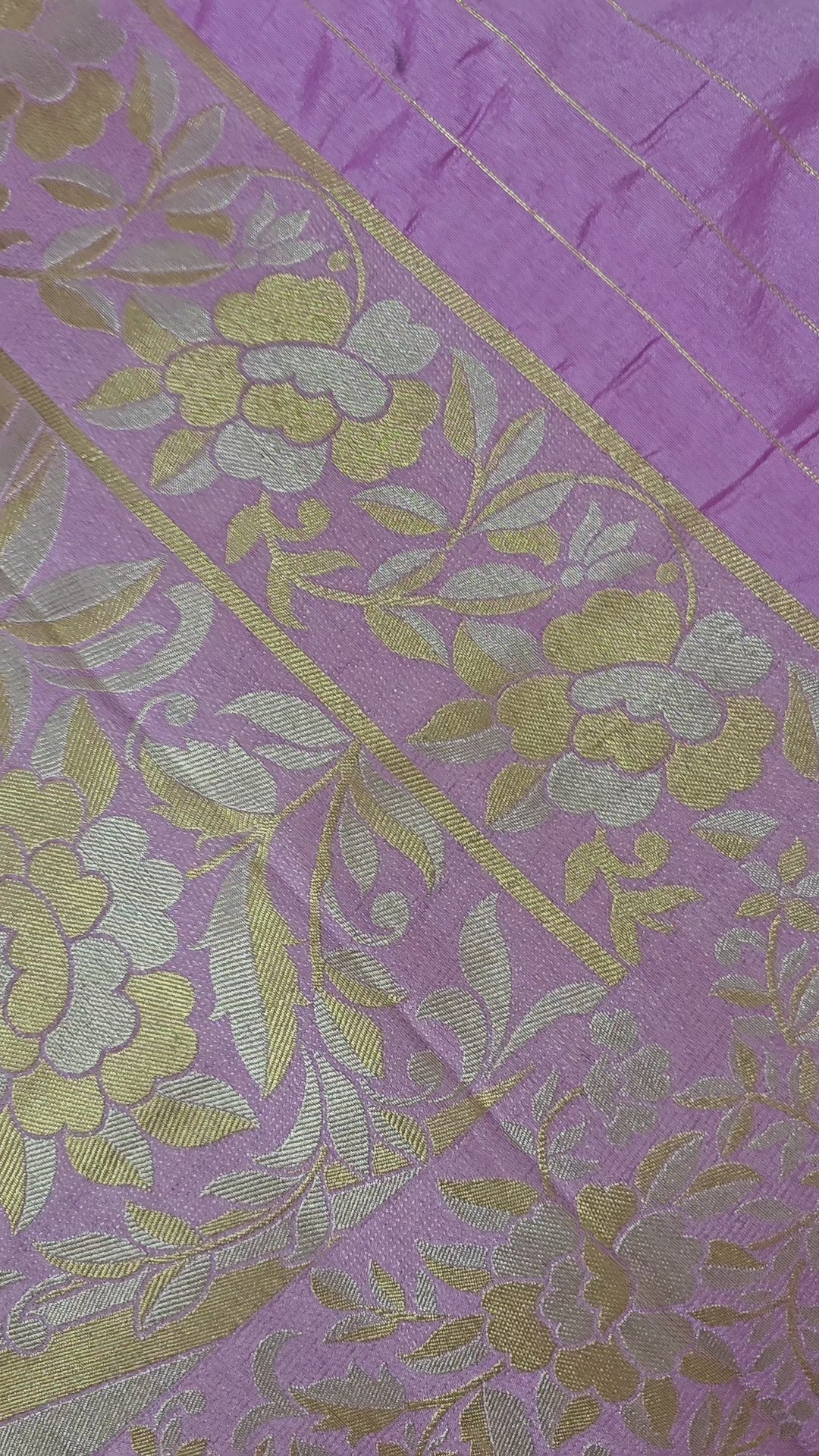 Pink Raw Silk Zari Floral Saree