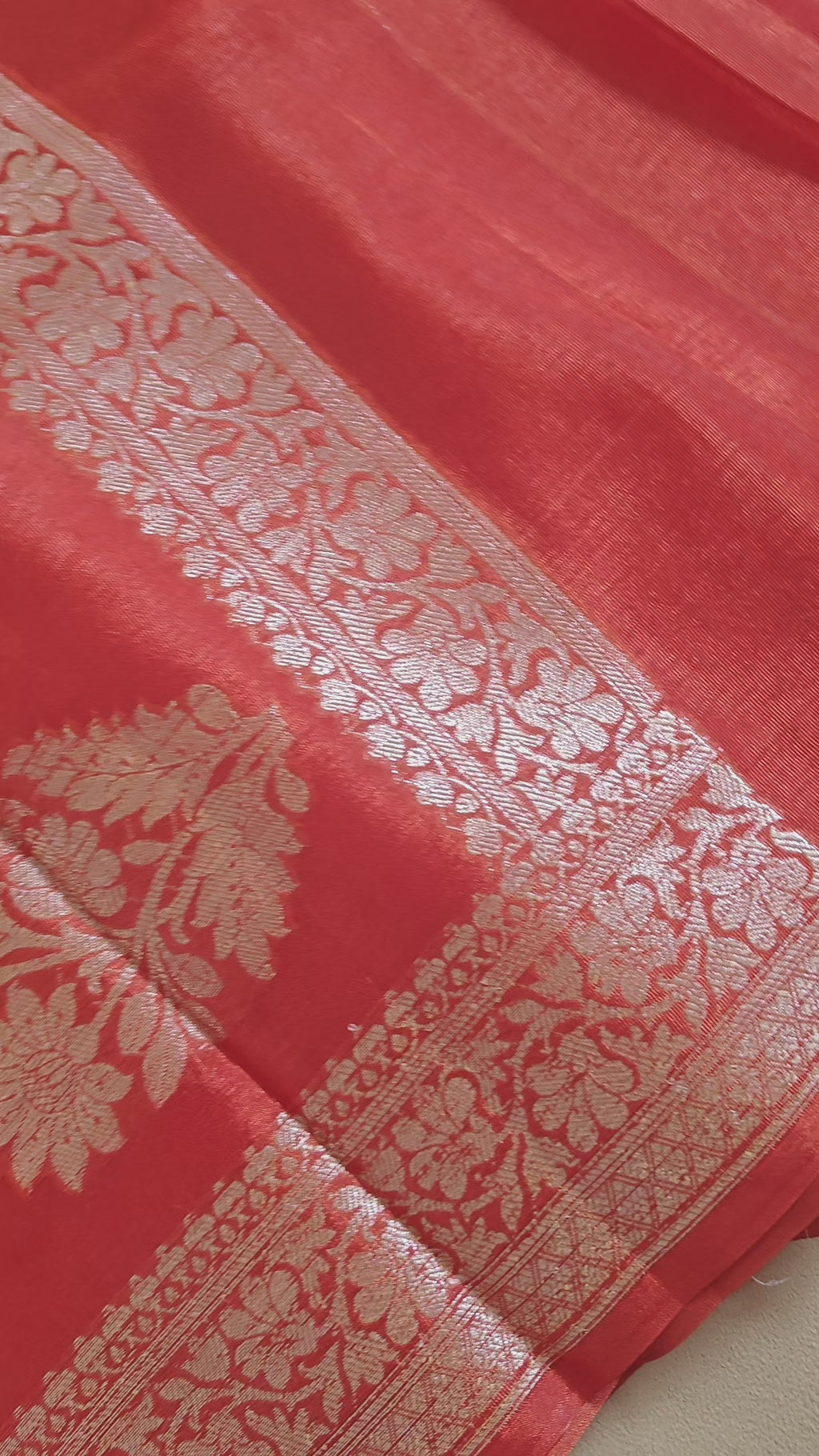 Orange Magenta Banarasi Soft Silk