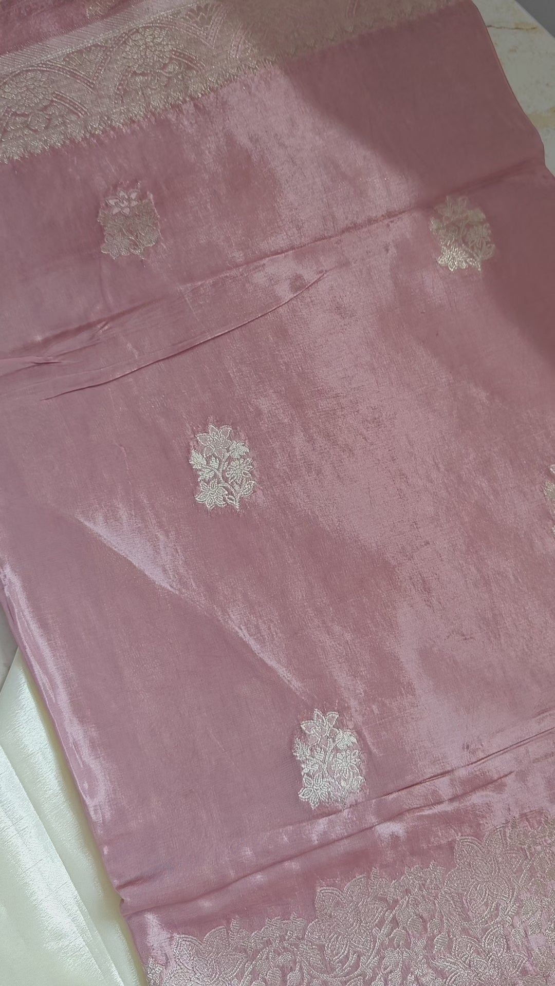 Designer Onion Pink Butter Crepe Saree