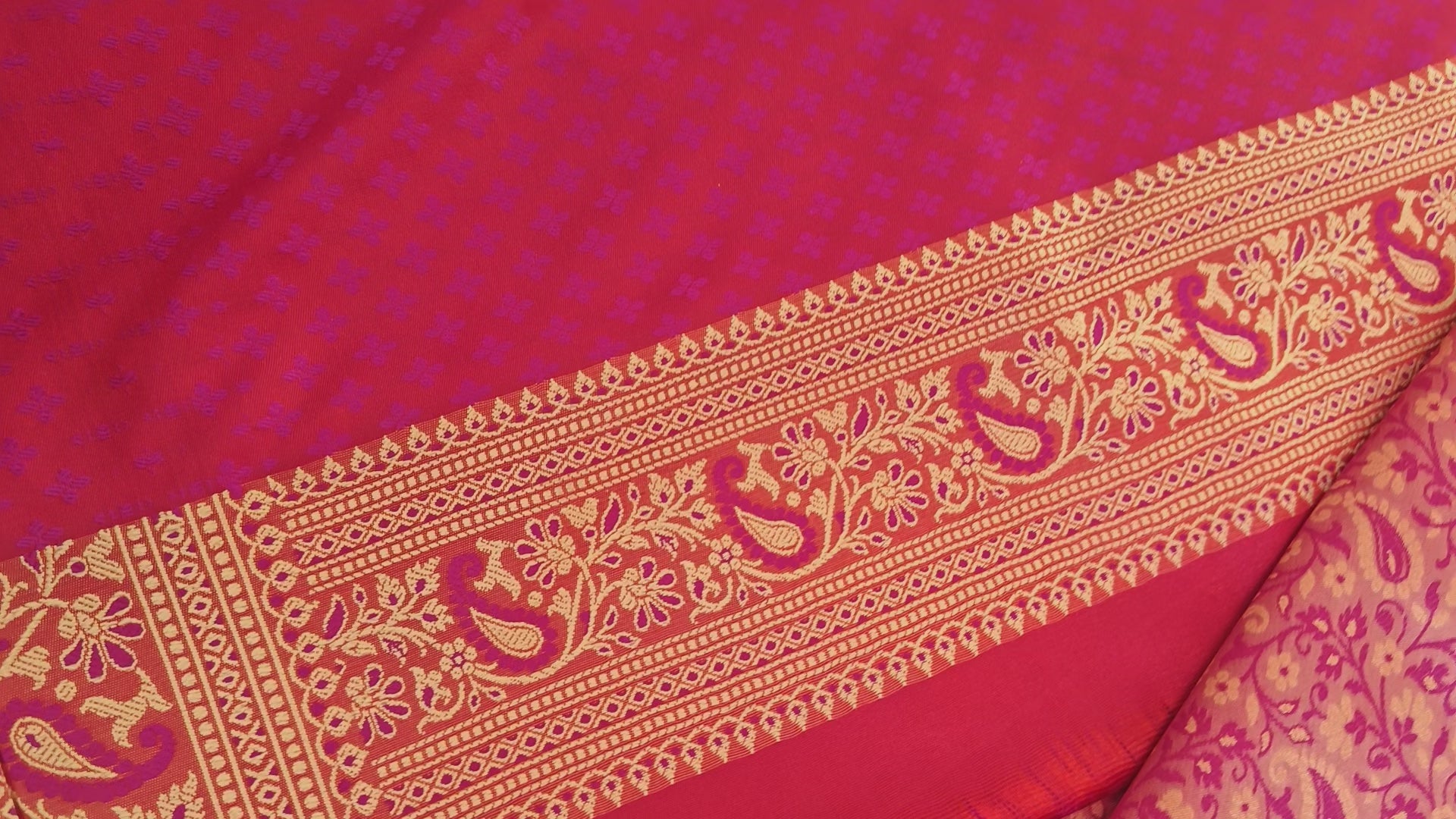 Magenta Katan Silk Jaal Saree