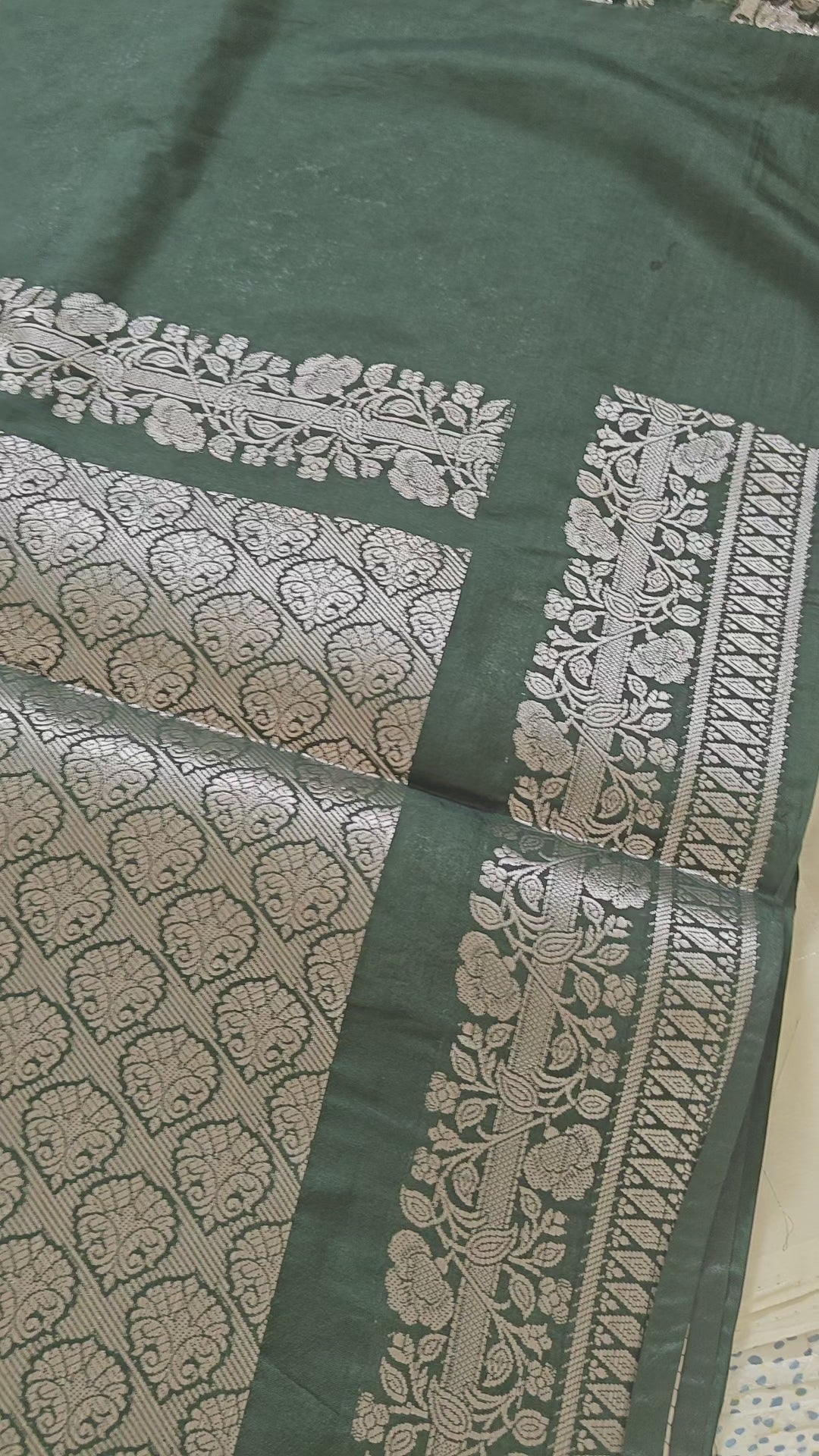 Dark Green Banarasi Silk Saree