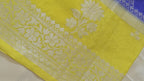 Yellow Blue Banarasi Silk Saree