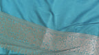 Turquoise Floral Jaal Katan Silk