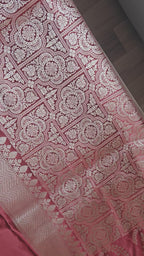 Rust Silk Saree with small zari Booti & Statement Border