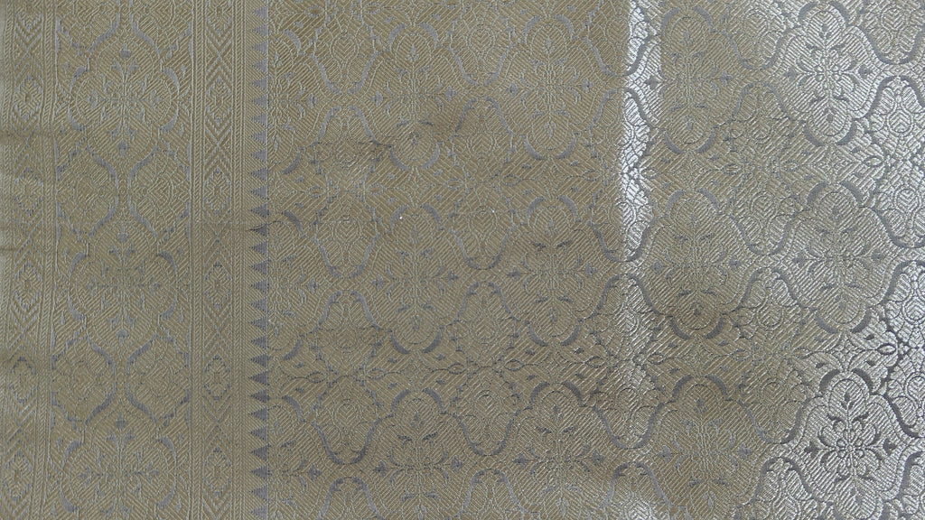 Grey Premium Banarasi Saree with Silver Zari Elegance