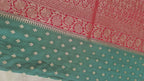 Green & Red Georgette Saree with Booti Work – Classic Banarasi Design