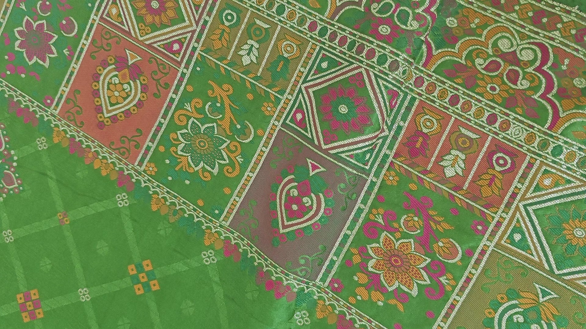 Green Pashmina Resham Saree