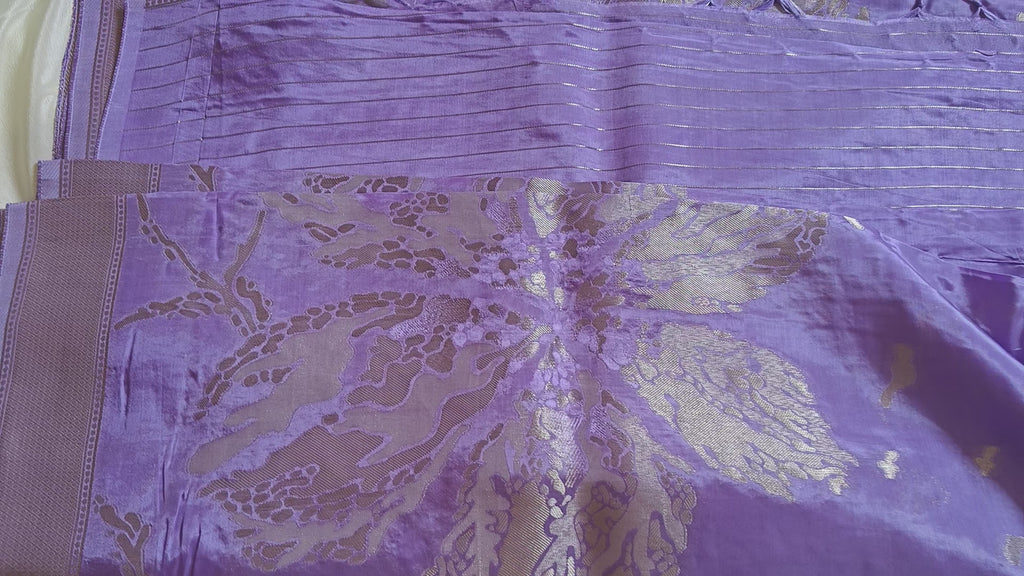 Lavender Designer Saree with Silver Zari