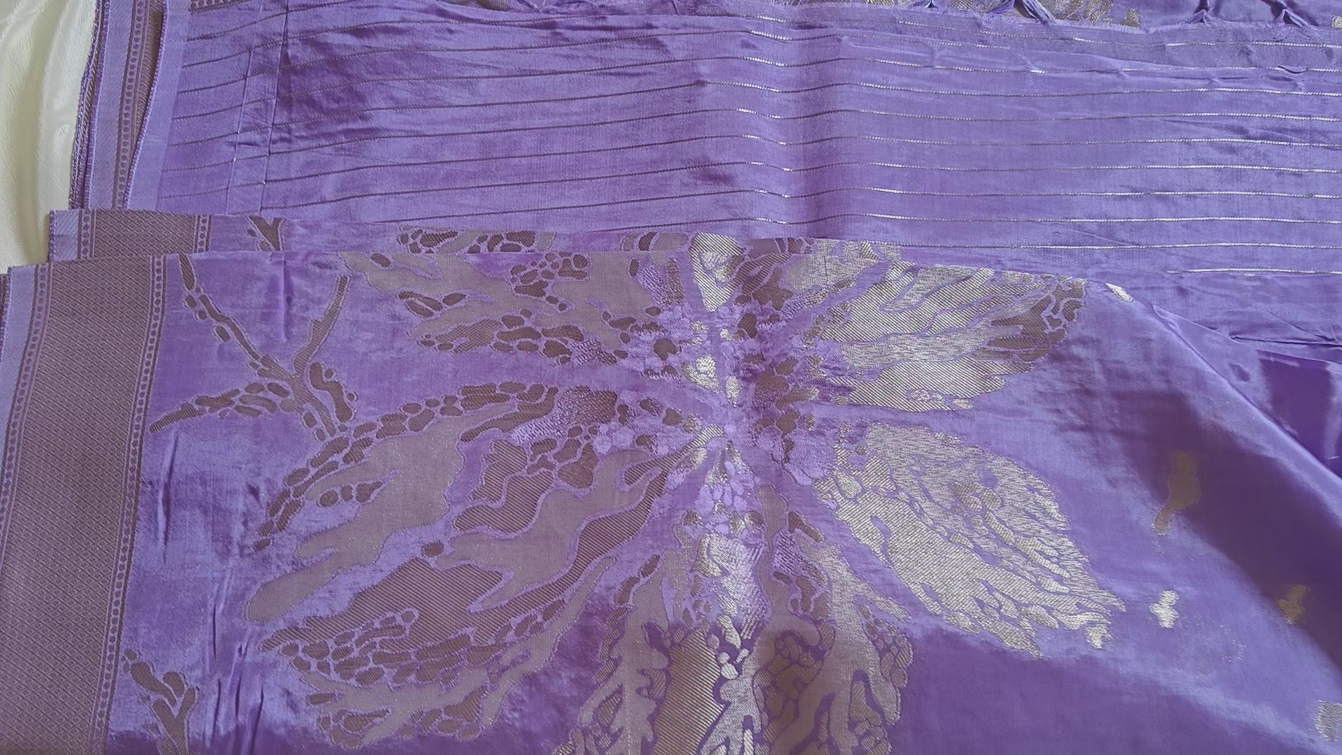 Lavender Designer Saree with Silver Zari