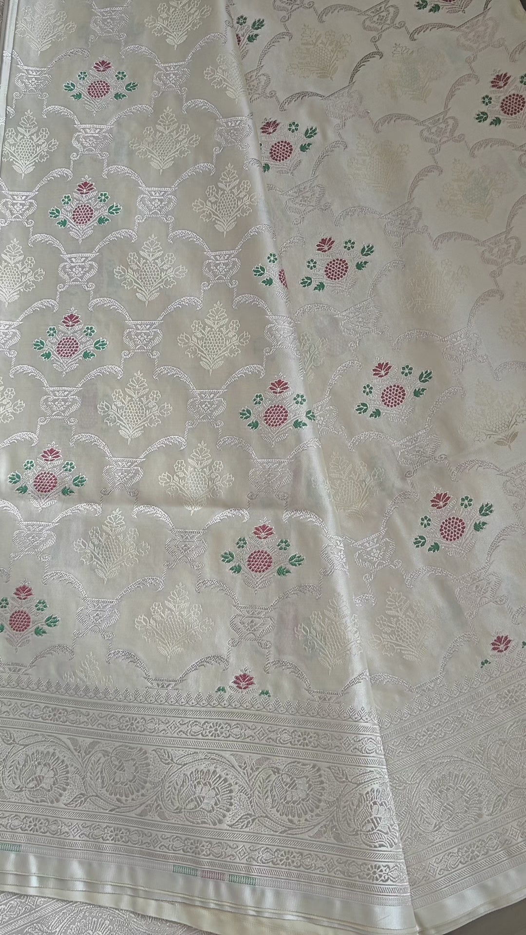 Pastel Katan Silk Tanchoi Saree with Zari Meenakari