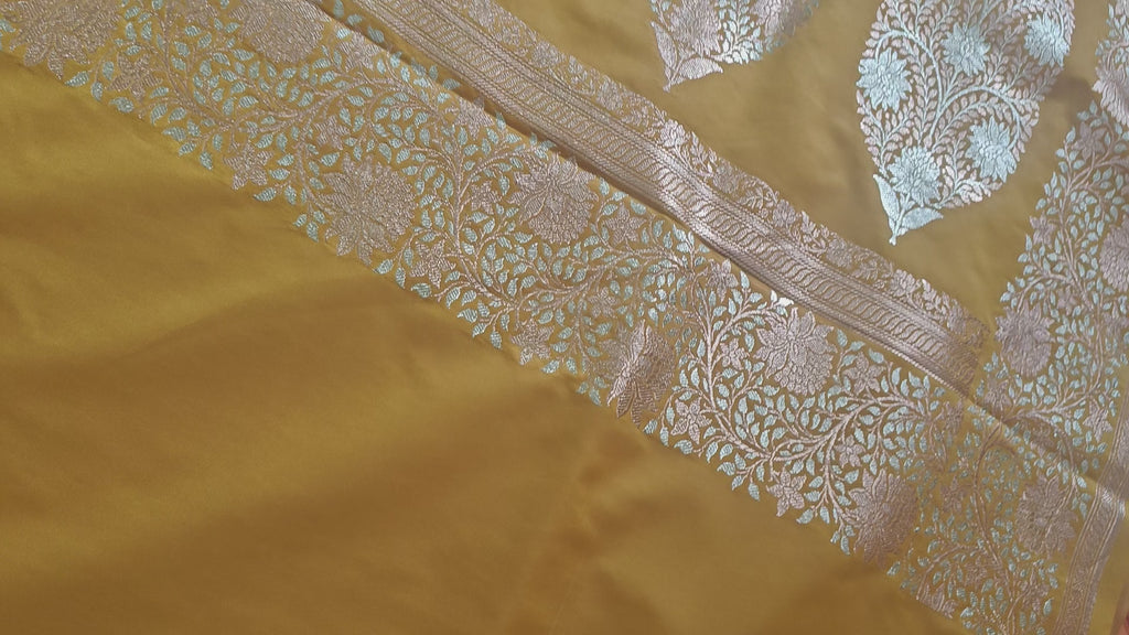 Mustard Meenakari Katan Silk