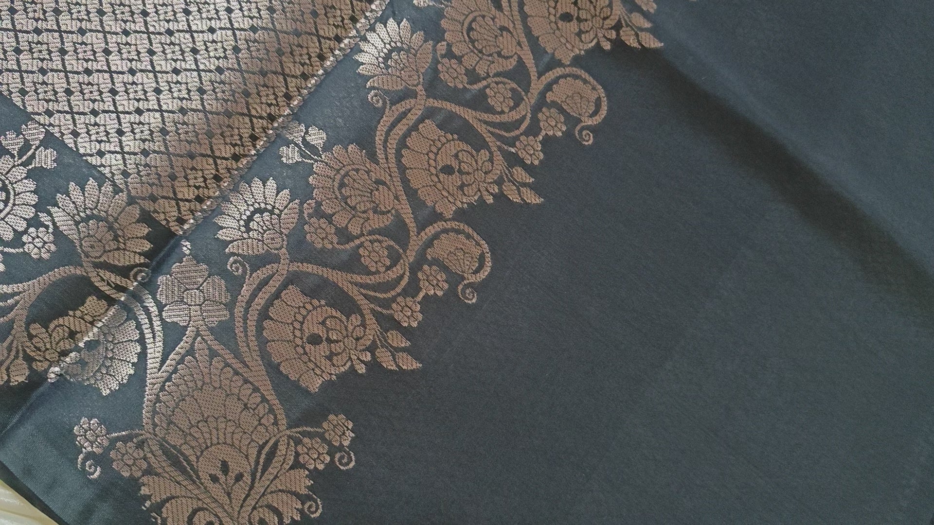 Charcoal Booti Banarasi Silk Saree