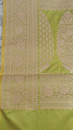 Parrot Green Silk Saree with Full Jaal Work